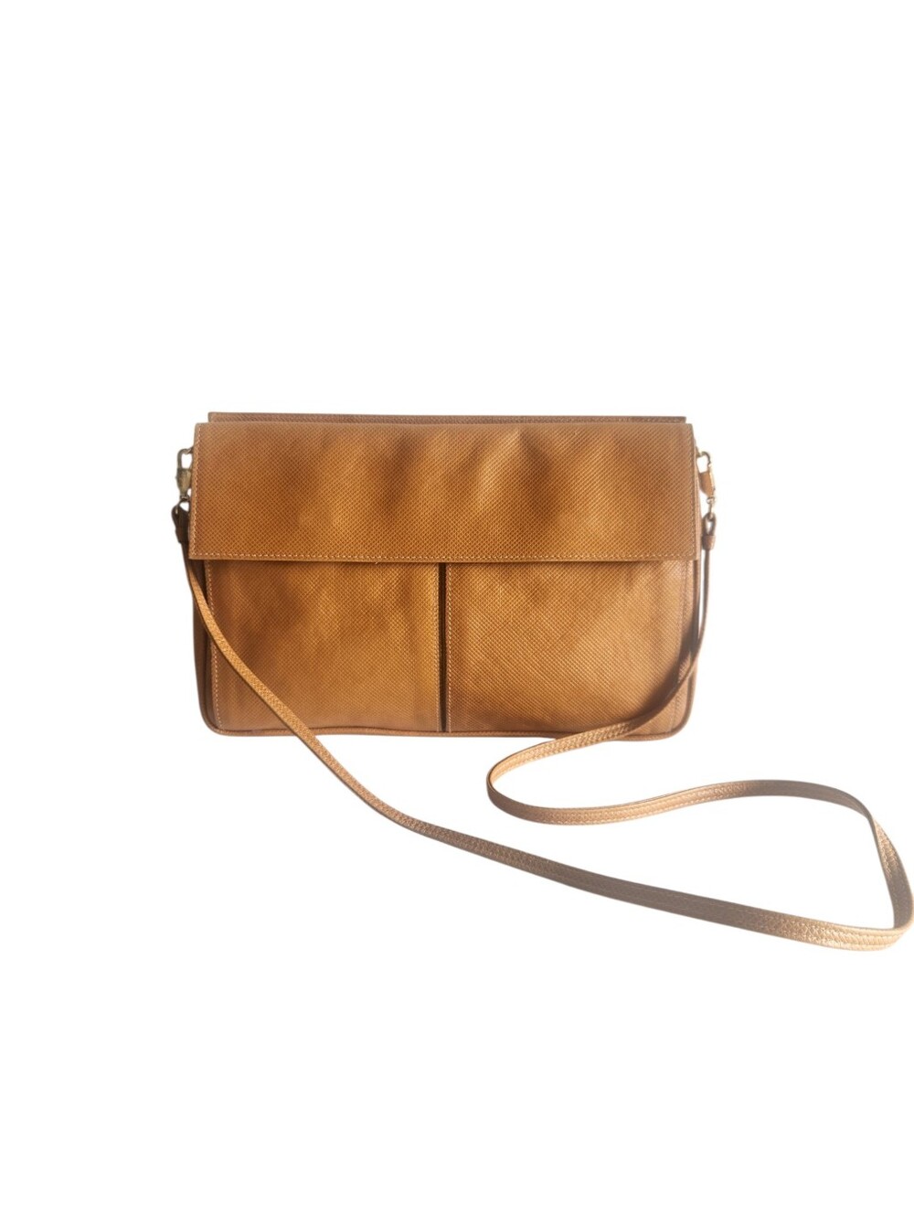 Salvatore Ferragamo Vintage Tan Leather Envelope Clutch Shoulder Bag